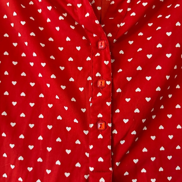 Valentine’s Day Red and white heart polka dot tunic blouse, size small - Picture 4 of 6